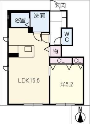 リーフガーデンハイツB棟(1LDK/1階)の間取り写真