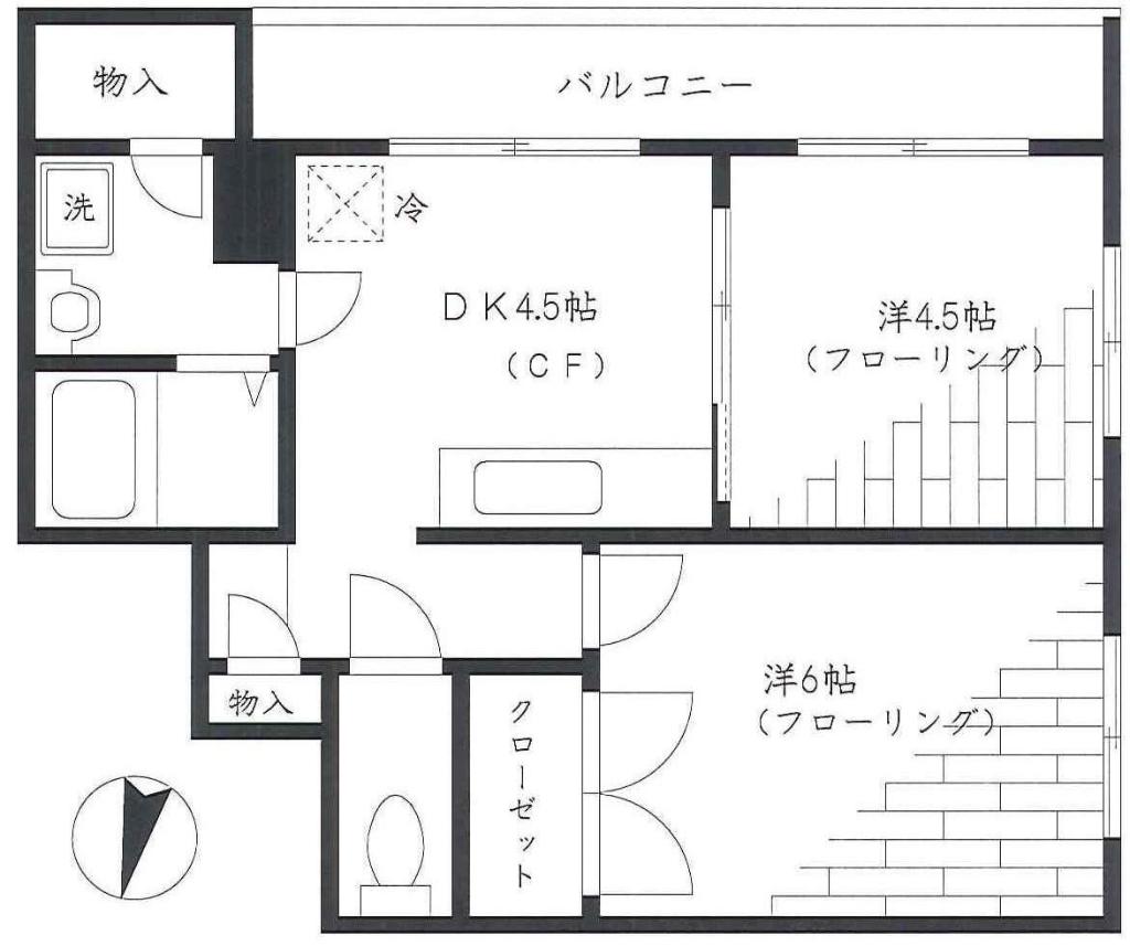ラピスブラウンマンション(2DK/3階)の間取り写真