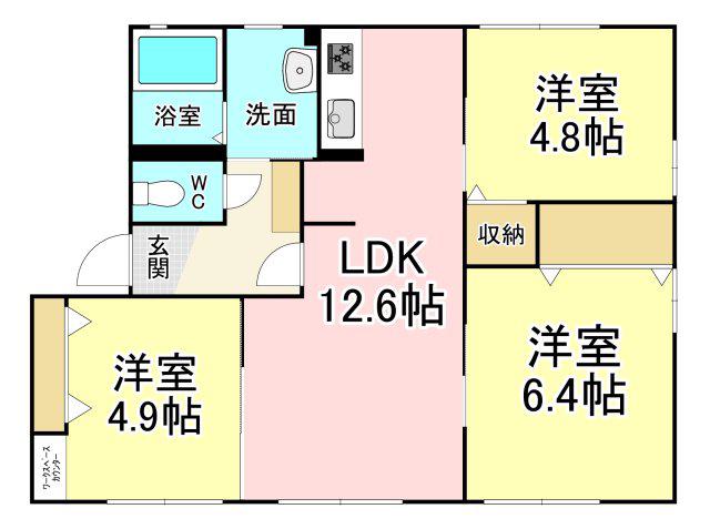 アルカディア F棟(3LDK/1階)の間取り写真
