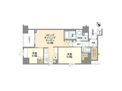 リビオレゾン月島ステーションプレミア(2LDK/13階)の間取り写真