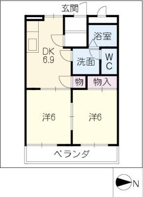 クリエートパレス(2DK/3階)の間取り写真