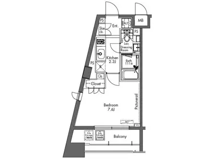 PROUD FLAT三軒茶屋 (1K/2階)の間取り写真