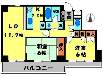 ブライトヒル(2LDK/4階)の間取り写真