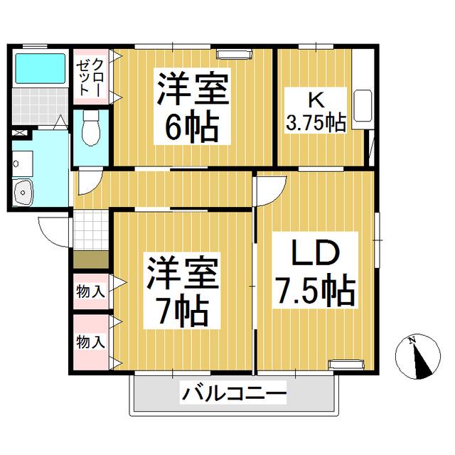 セジュール上田(2LDK/2階)の間取り写真
