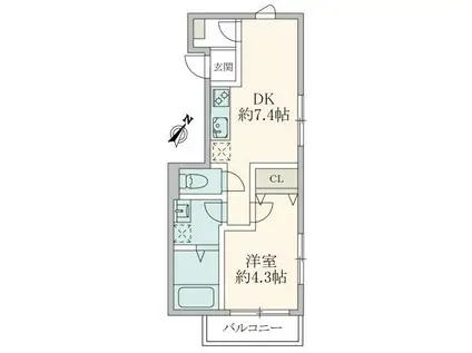 六本木ルガロ(1DK/3階)の間取り写真