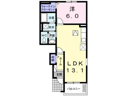 ポルト・リヴェールIII(1LDK/1階)の間取り写真