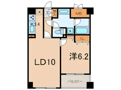 カスタリア茅場町(1LDK/3階)の間取り写真