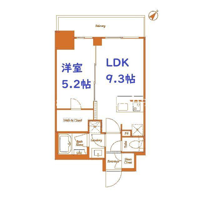 グランカーサ横濱石川町(1LDK/9階)の間取り写真