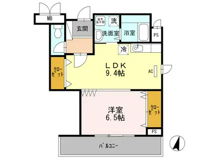 PERLA(1LDK/2階)の間取り写真