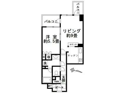 アールヴェール文京大塚公園(1LDK/2階)の間取り写真
