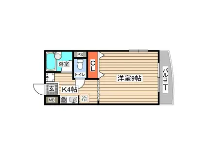 ブルーキャッスル藤山(1K/1階)の間取り写真