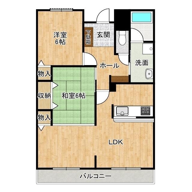ハイレジデンスL(2LDK/1階)の間取り写真