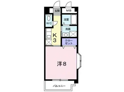 プリムローズ麻里布(1K/3階)の間取り写真