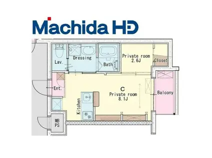 ジーイーディス(1LDK/1階)の間取り写真