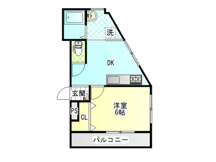 セントラルハイツ(1DK/4階)の間取り写真