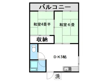 翠ハイツ(2DK/2階)の間取り写真