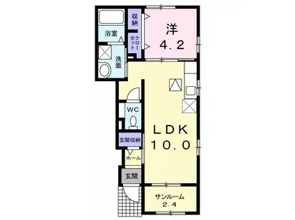 シャンス A 吉田(1LDK/1階)の間取り写真
