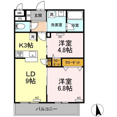 STAR PEAR(2LDK/1階)の間取り写真