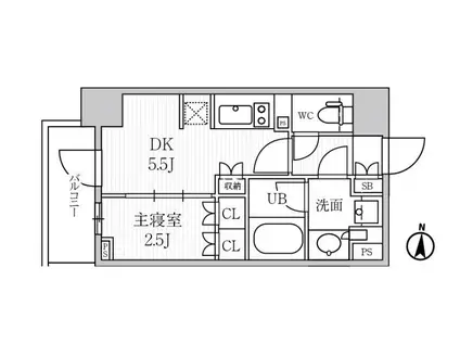 シーズンフラッツ菊川(1DK/9階)の間取り写真