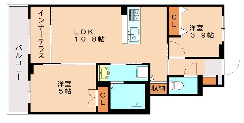 SUNELIN・LUPINUS(2LDK/1階)の間取り写真