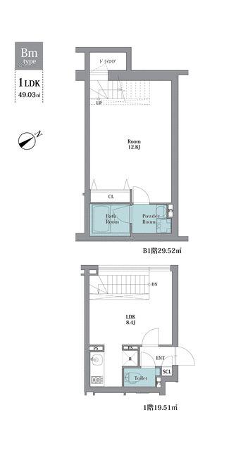 LEGALAND祐天寺(1LDK/1階)の間取り写真