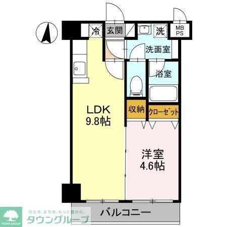 FREESIA(1LDK/3階)の間取り写真