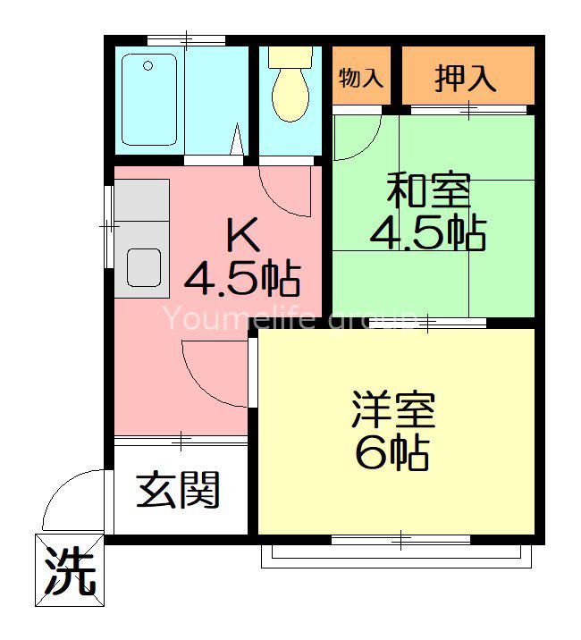 二見荘(2K/2階)の間取り写真