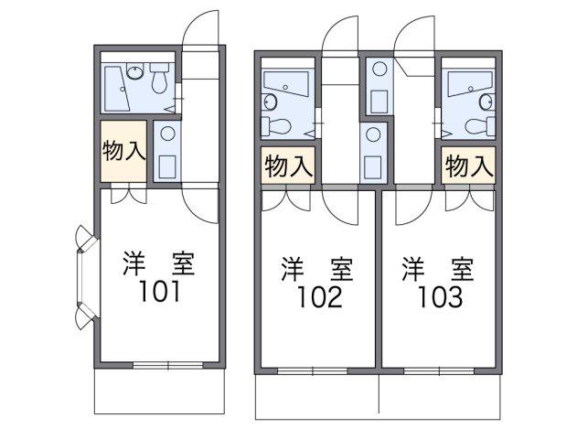 サザンキャッスル(1K/2階)の間取り写真