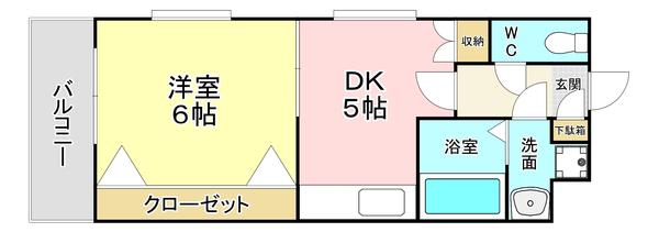 リファレンス小倉(1DK/3階)の間取り写真