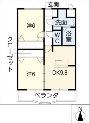 EXCELLENT COURT(2DK/2階)の間取り写真