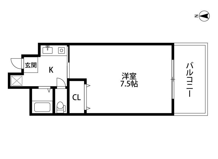 ゆうマンション(1K/6階)の間取り写真
