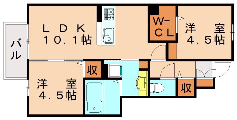 ドルチェIII(2LDK/1階)の間取り写真