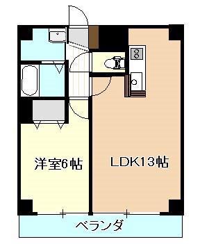 デリスガーデン女池(1LDK/2階)の間取り写真