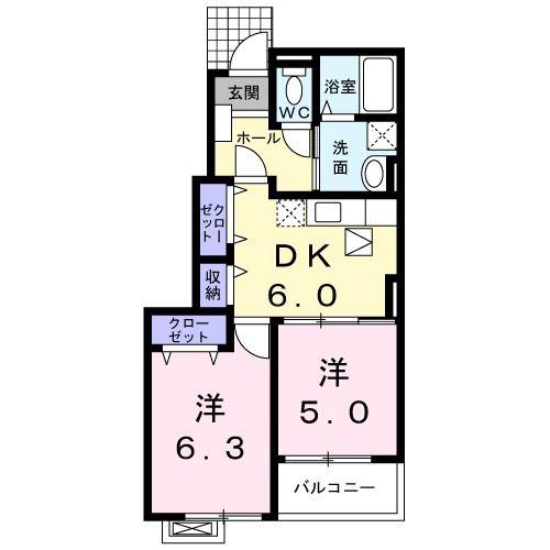 M.フルーレ(2DK/1階)の間取り写真