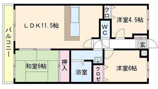 グレースコート(3LDK/2階)の間取り写真