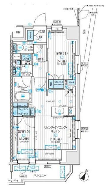 デュオステージ相模大野(2LDK/6階)の間取り写真