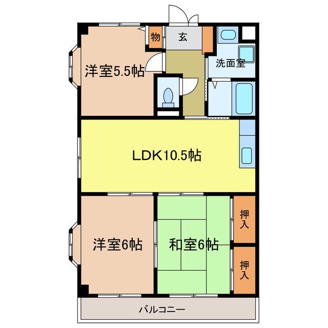 ファミーユ千代田(3LDK/2階)の間取り写真