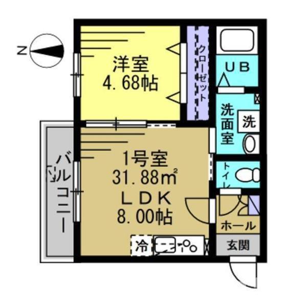 ルーブル南流山(1LDK/2階)の間取り写真