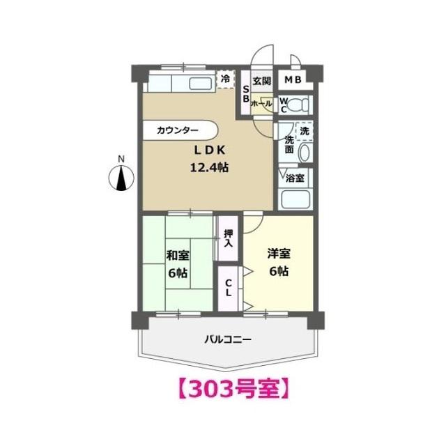 グレース中奥II(2LDK/3階)の間取り写真