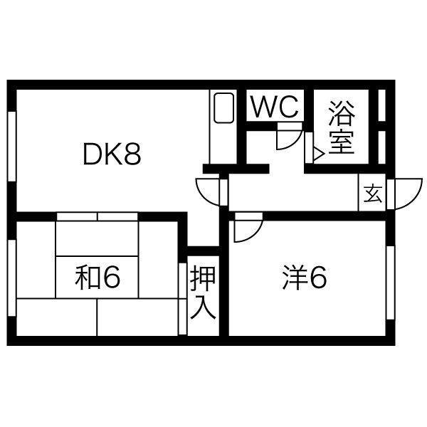 ラフォーレ新札幌B(2DK/3階)の間取り写真