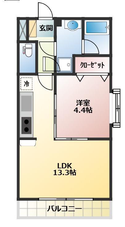 ソレアード(1LDK/1階)の間取り写真