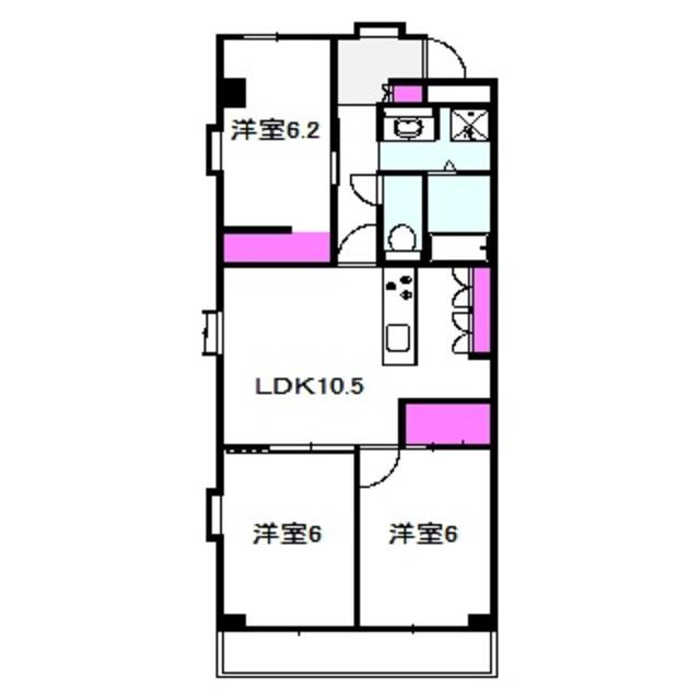 メゾン・ド・ヴィオレット(3LDK/7階)の間取り写真