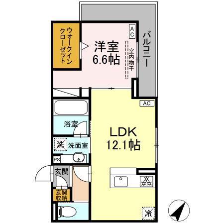 DCREST新川S(1LDK/2階)の間取り写真