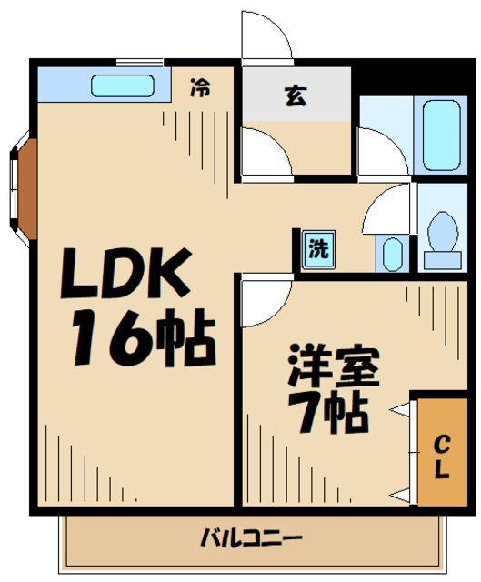 カリアンドラ内納(1LDK/3階)の間取り写真