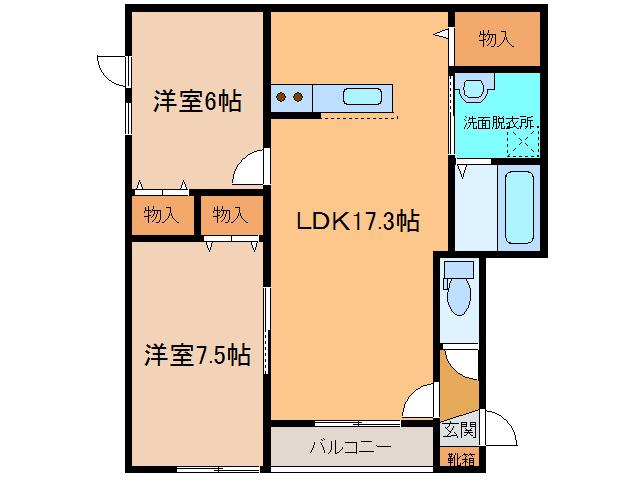 BERG・イースト(2LDK/3階)の間取り写真