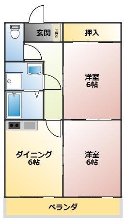 エクシード近見(2DK/1階)の間取り写真