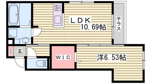 ボナールゲート(1LDK/1階)の間取り写真