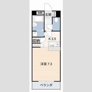 MODERATE(1K/3階)の間取り写真
