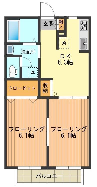 メゾンシエナ(2DK/1階)の間取り写真
