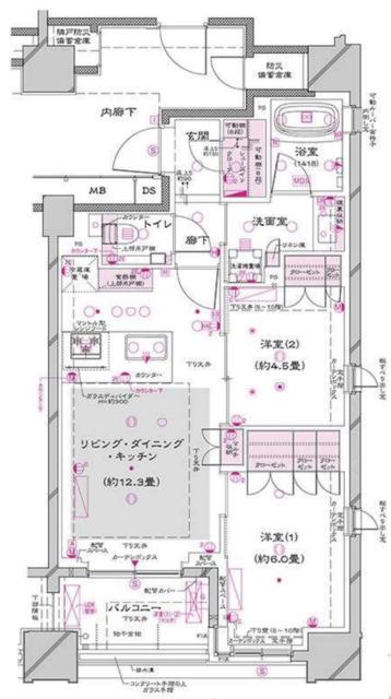 オーパスレジデンス銀座イースト(2LDK/4階)の間取り写真
